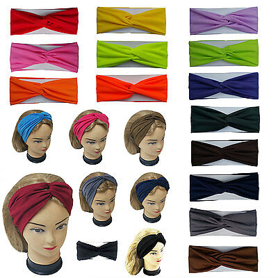 Twisted Hair Wrap Yoga Headband Stretchable Turban Hairband Fashion Solid Color