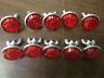 Lot Of ~ 10 ~ Red License Plate Bolt Reflector Bike Fasteners Round Safety New