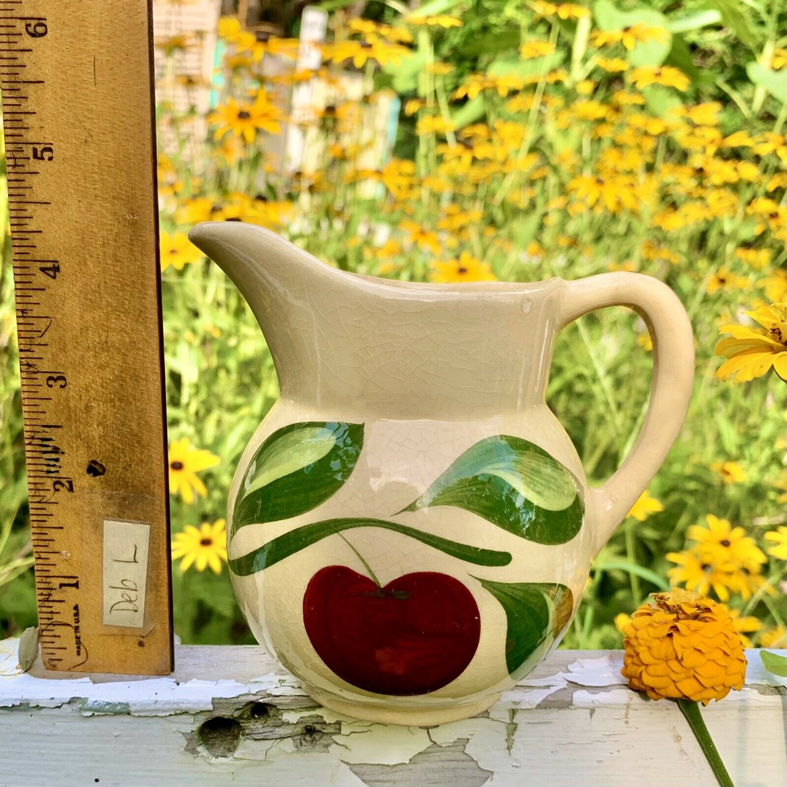 Vintage Watt Pottery Apple 3 Leaf #62 Creamer Pitcher Country Kitchen