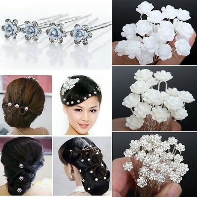 40pcs Wholesale Wedding Bridal Pearl Flower Crystal Hair Pins Clips Accessories