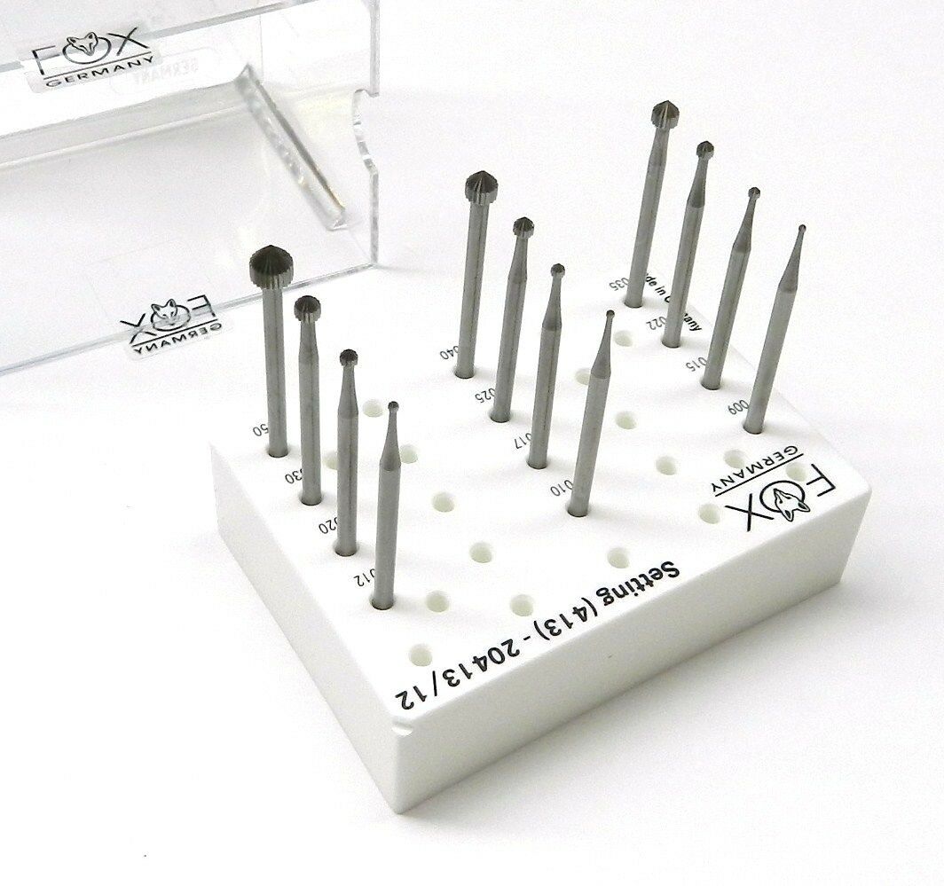 Fox Stone Setting Burs Set Fig 413 Jewelers Bur 12 Pc 009-050 Jewelry Making