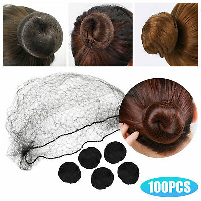 100x Invisible Black Hair Nets Elastic Edge Mesh Hairnet Stretch Cover Mesh Bun